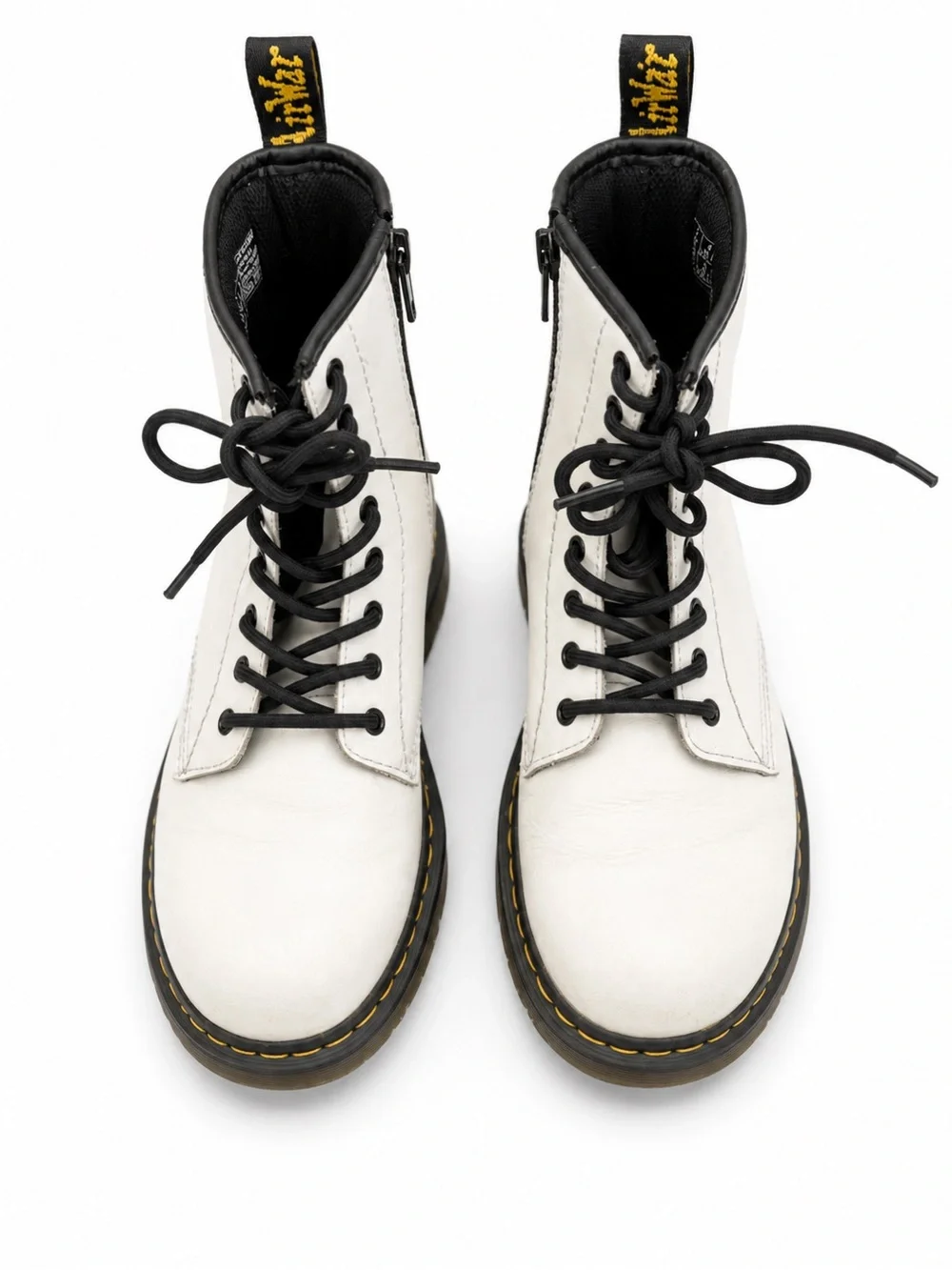 Dr. Martens Zavala J White Leather Combat Boots Girls US 5 EU 36